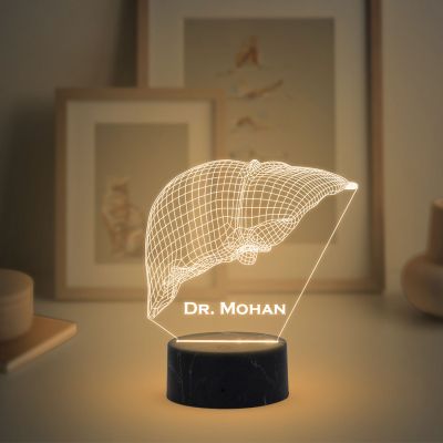 Personalized Led Lamp 3D Illusion Liver Night Light Gift for Hepatologists Doctor & Medical Student Warm White Light